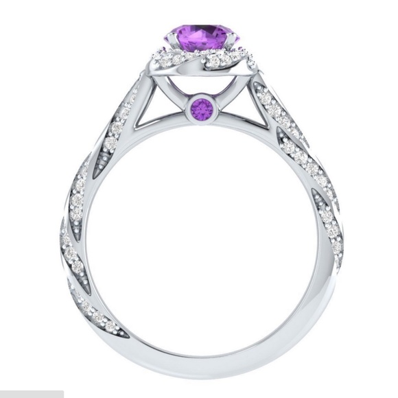 925 Silver Round Cut Purple Amethyst Ring - Picture 3 of 4